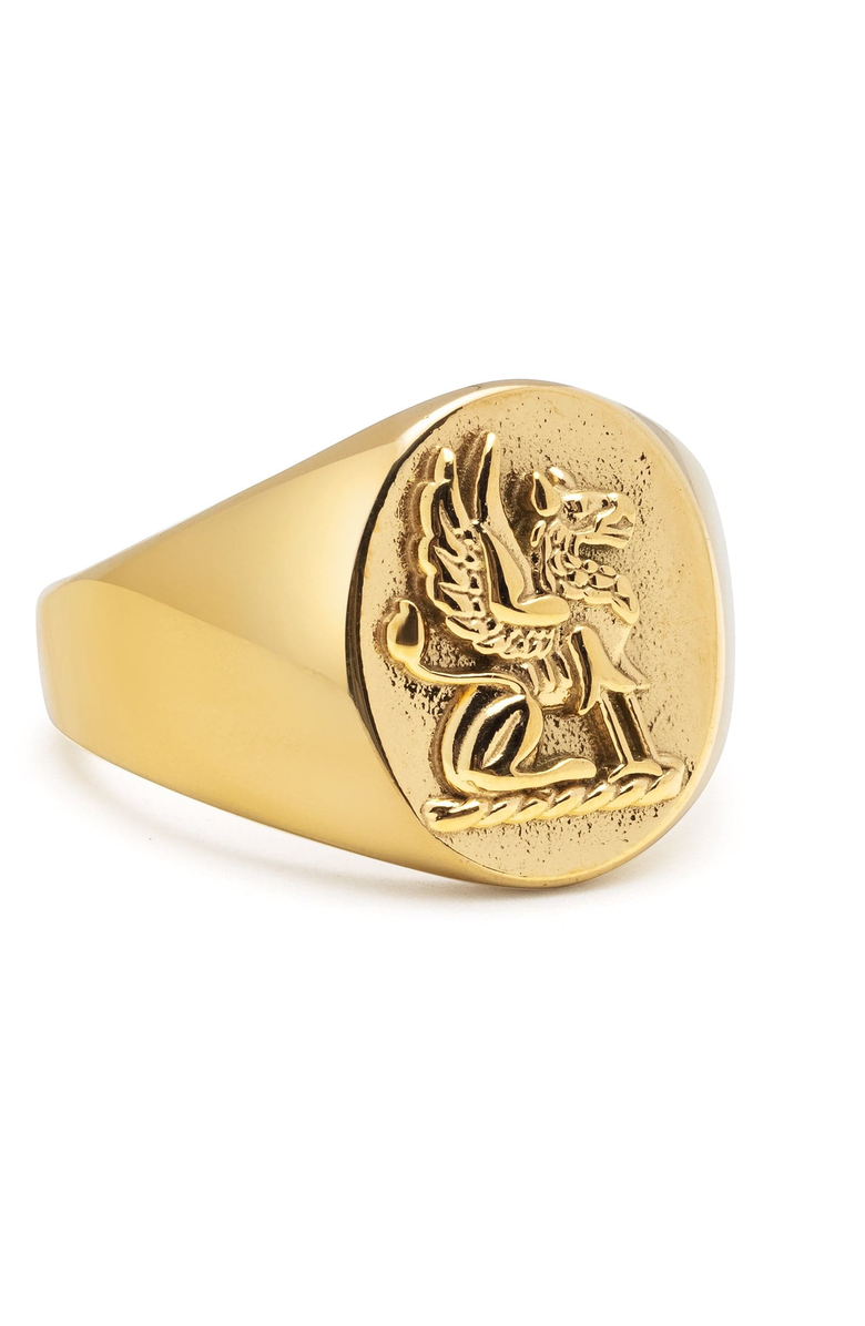 Nialaya Lion Crest Ring, Alternate, color, Gold