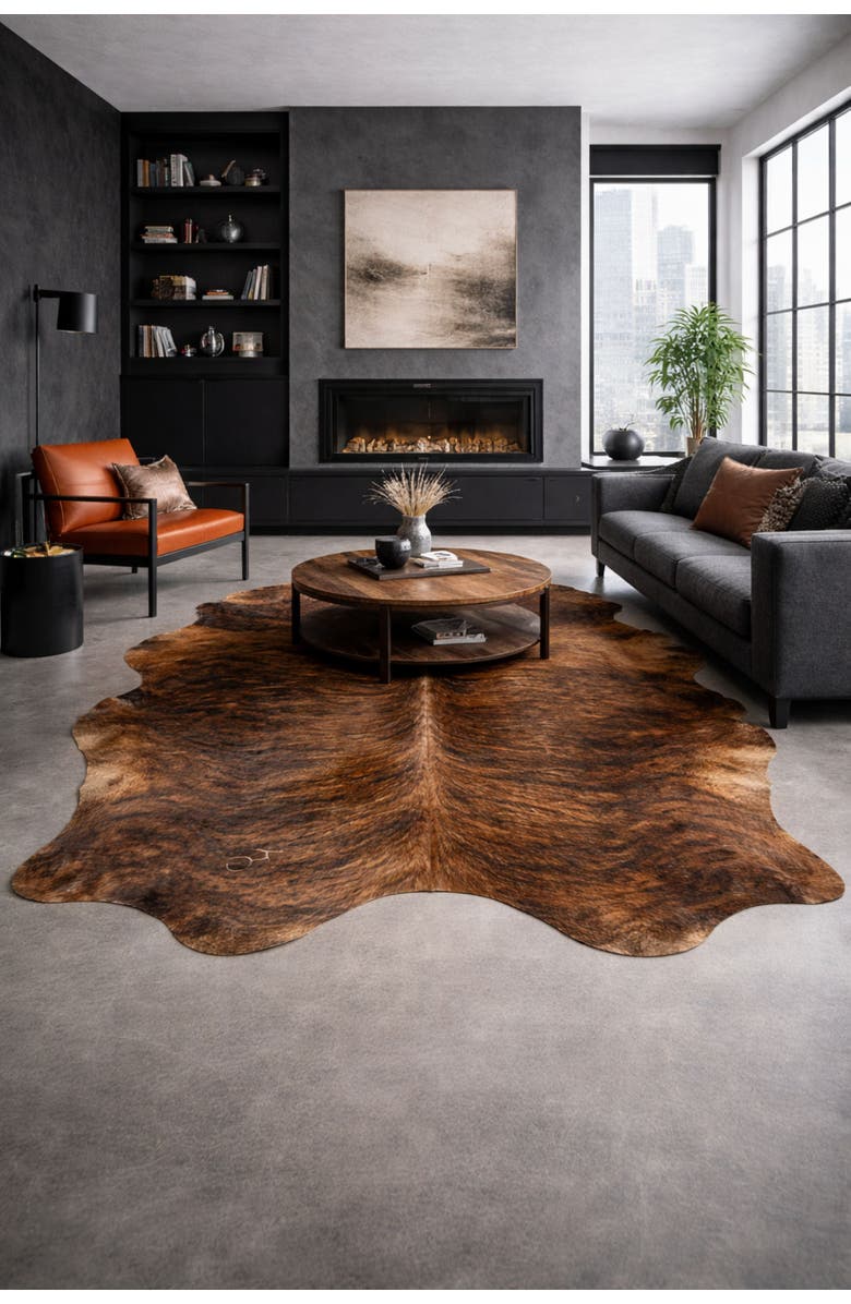 Rhacam Eco Hides RH Rugs Brindle Cowhide Rug 8'3" × 6'2", Alternate, color, Brindle