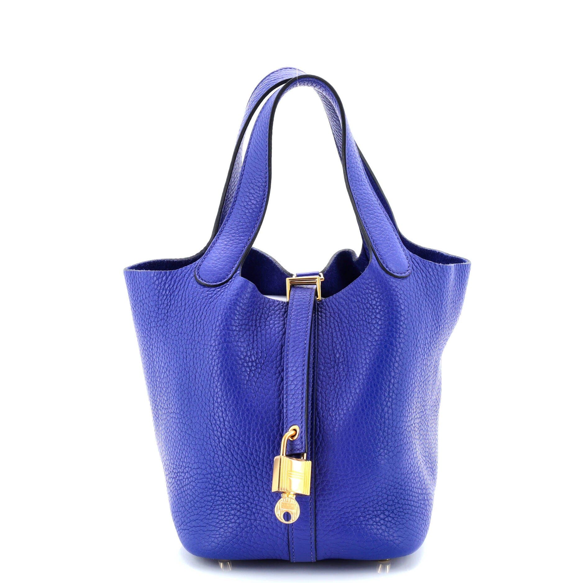 Pre-Owned Hermes Picotin Lock Bag Clemence PM, Main, color, Bleu Electrique