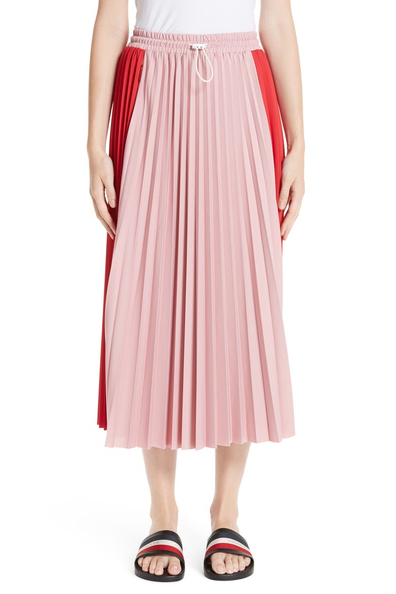 Colorblock Pleated Skirt, Main, color, MEDIUM RED