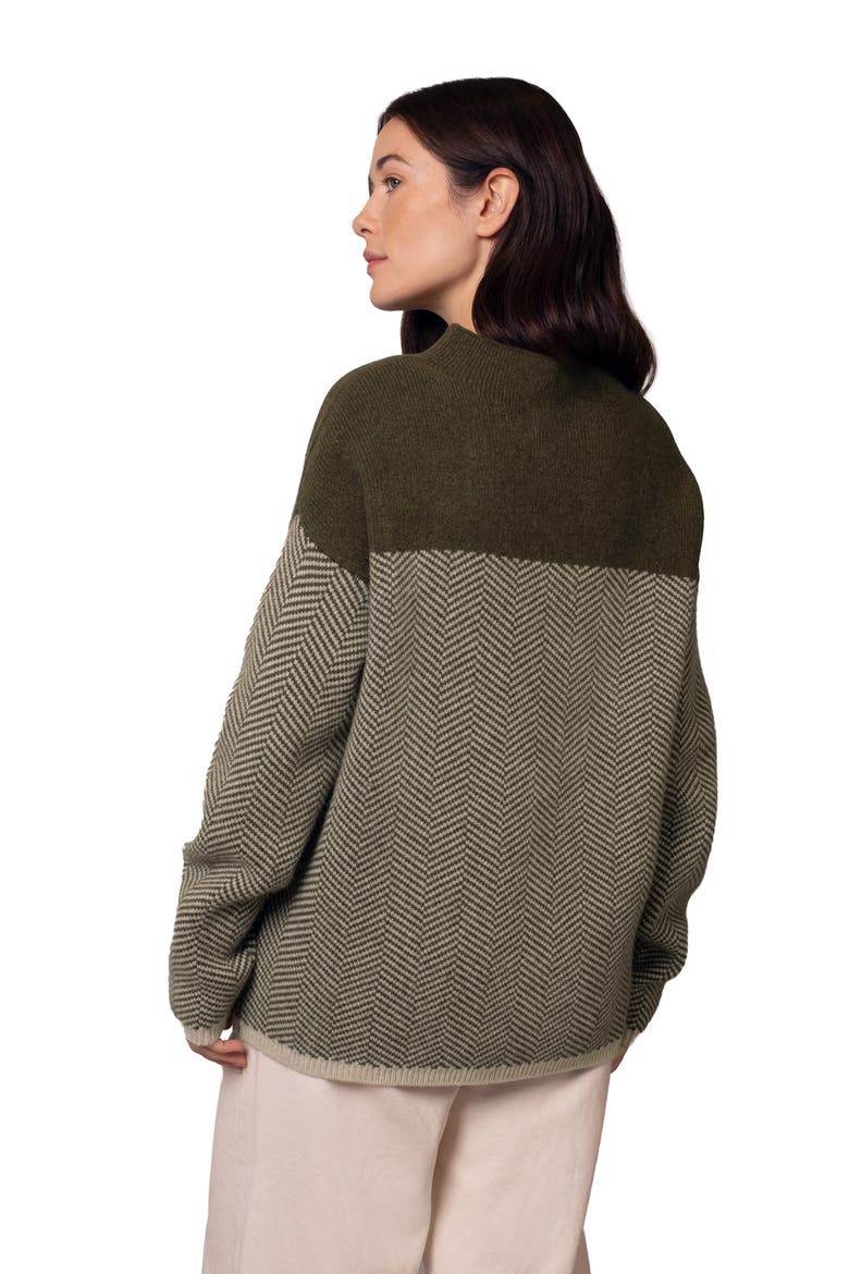 Felted Funnel Neck Sweater, Alternate, color, Moss Chevron