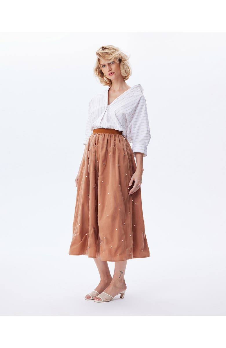 THEO The Label Echo Back Button Dolman Shirt, Alternate, color, White/Sand