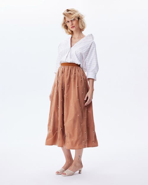 Theo The Label Women's Echo Back Button Dolman Shirt - White / Sand In White/sand