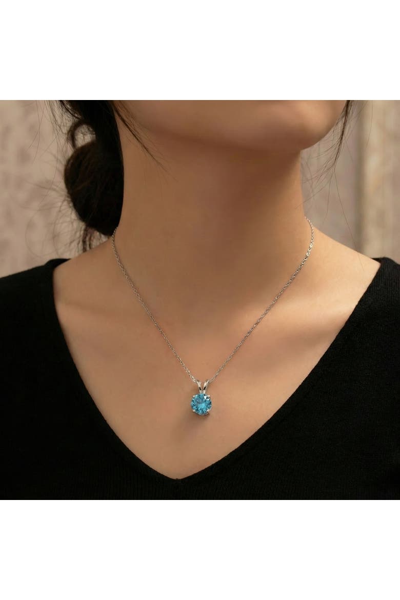2ct Blue Diamond Solitaire 14K Gold Pendant Lab Grown, Alternate, color, 14k White Gold