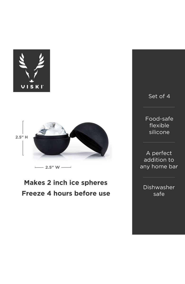 Viski Glacier Rocks Ice Sphere Molds Set of 4, Alternate, color, Black