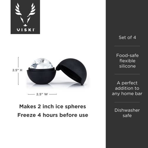 Viski Glacier Rocks Ice Sphere Molds Set Of 4 In Black