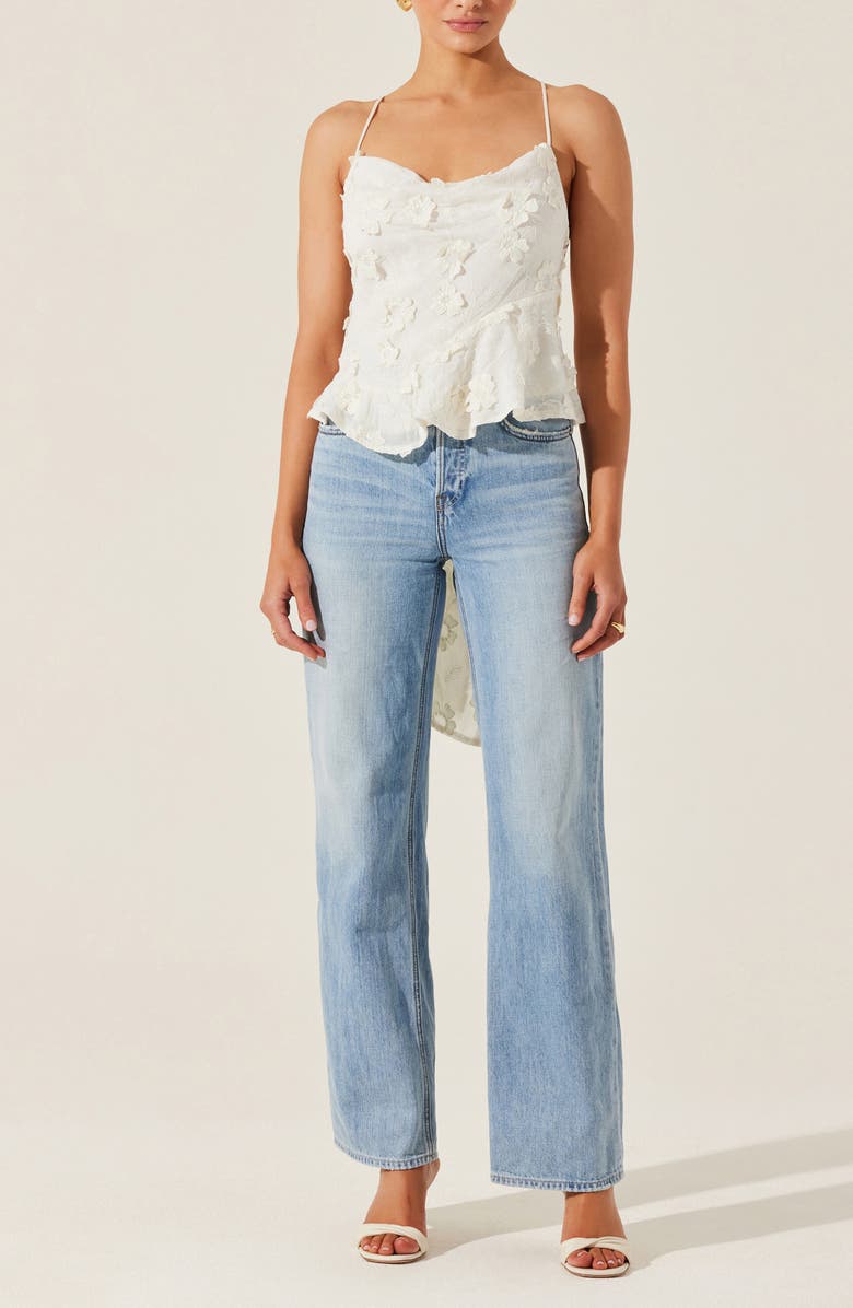 ASTR the Label Everli Floral Applique Tie Back Top, Alternate, color,