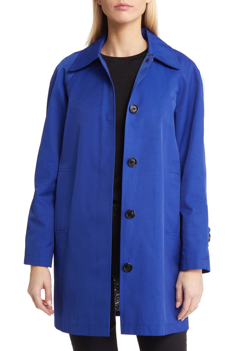 Mac Water Repellent Cotton Blend Raincoat, Alternate, color, COBALT