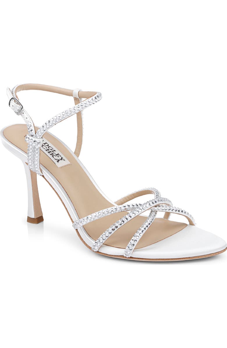Badgley Mischka Collection Julietta Ankle Strap Sandal, Main, color, White Satin