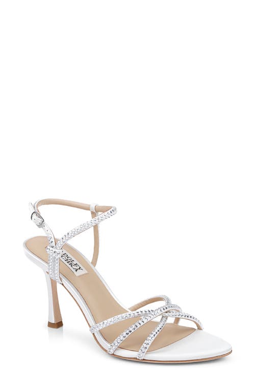 Badgley Mischka Collection Julietta Ankle Strap Sandal in White Satin 