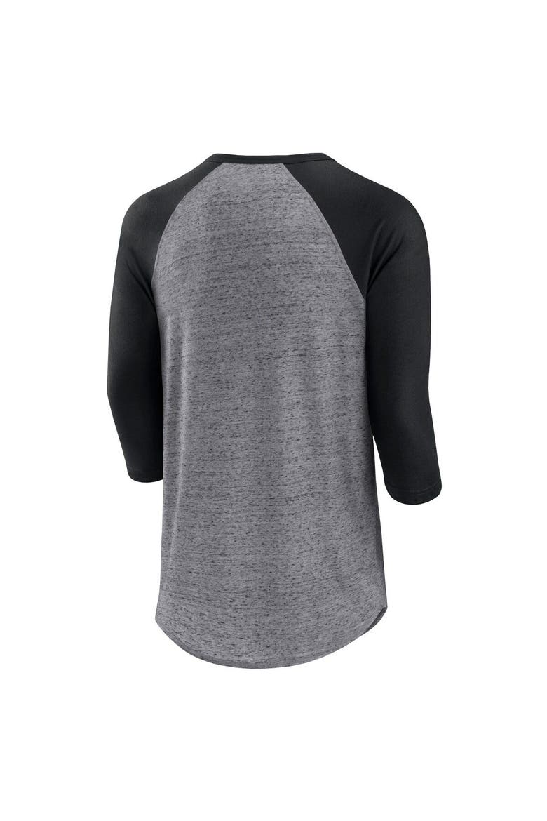 Men's Fanatics Branded Heathered Gray/Black Chicago White Sox Iconic Above Heat Speckled Raglan Henley 3/4 Sleeve T-Shirt, Alternate, color, Heather Gray
