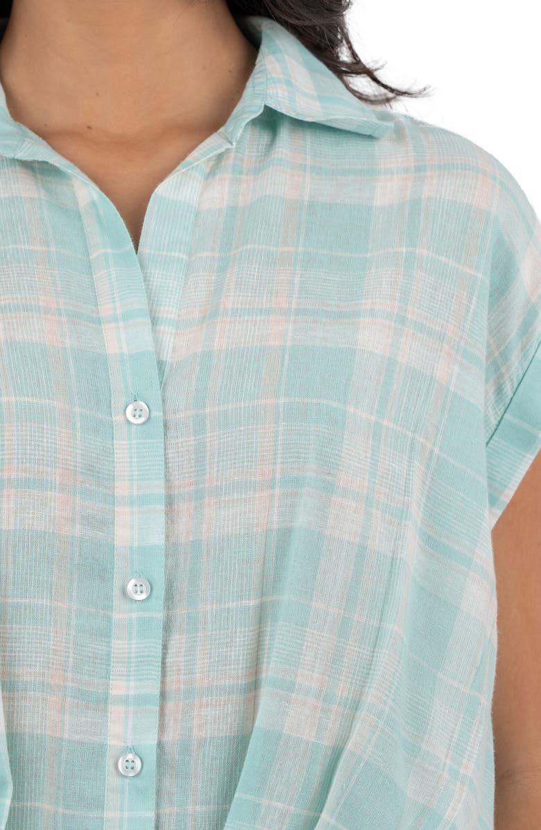 KUT from the Kloth Gaia Plaid Button-Up Blouson Shirt, Alternate, color, Green/ White