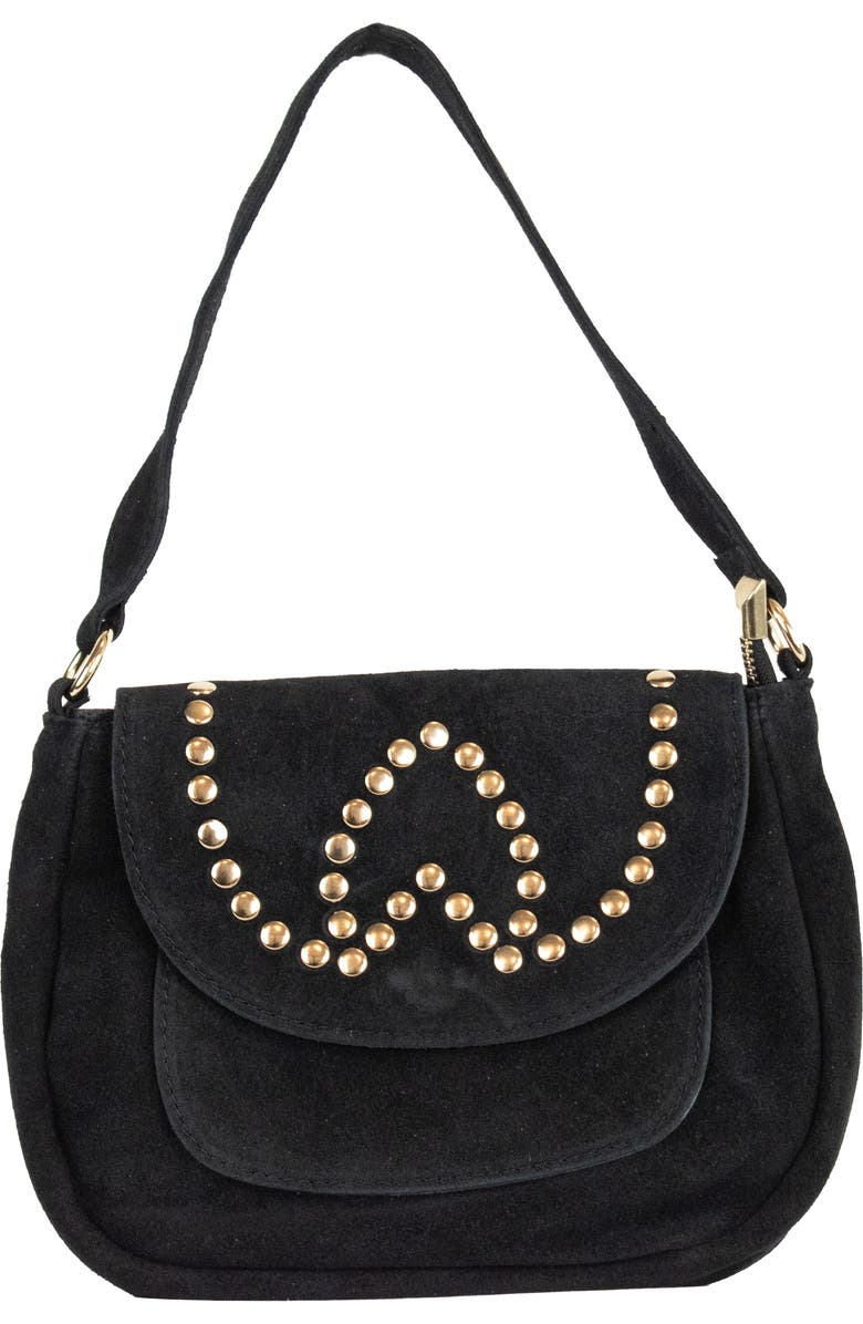 Persaman New York Studded Shoulder Bag, Main, color, Black