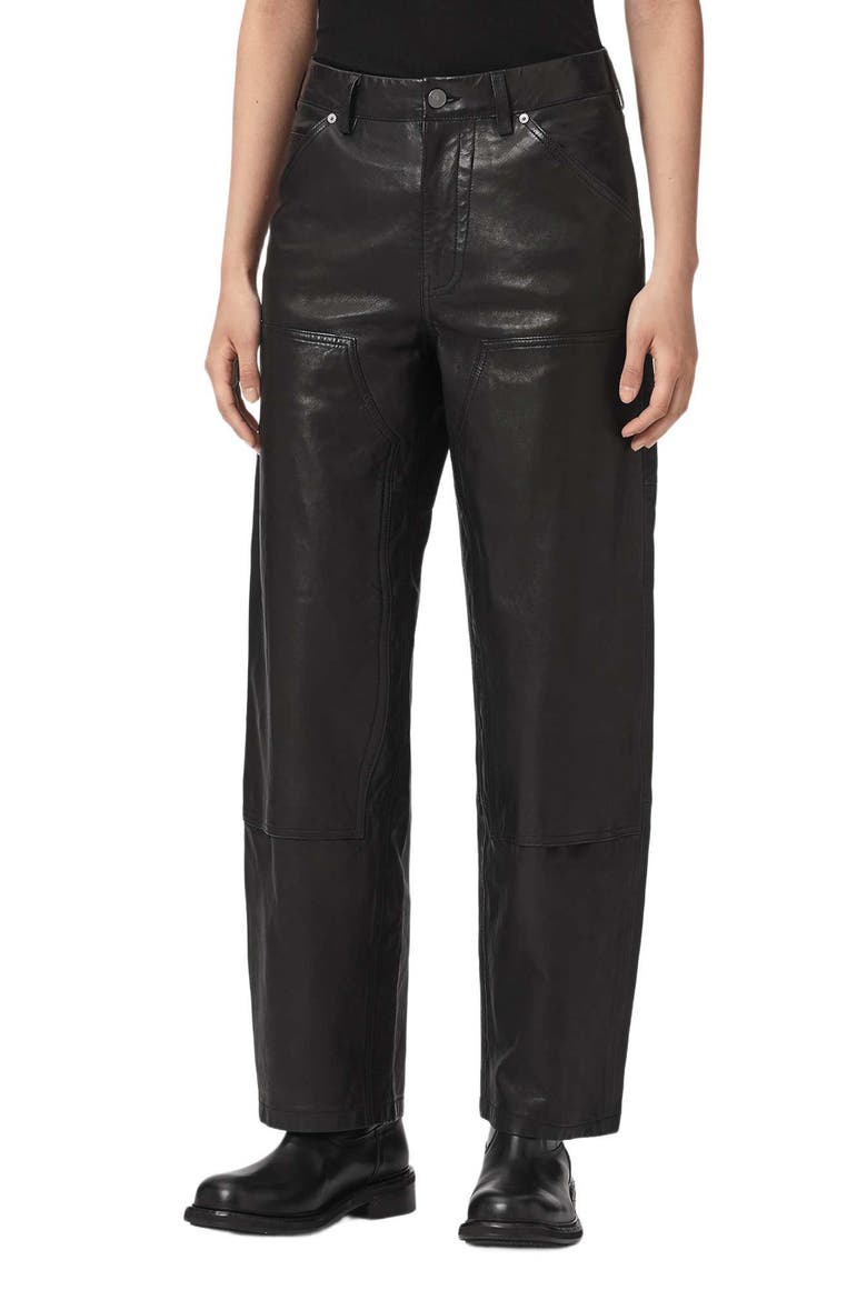 Manta Wide Leg Leather Trousers, Alternate, color, BLACK
