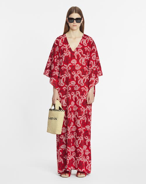 Lanvin Floral-print Kaftan In Carmine Red