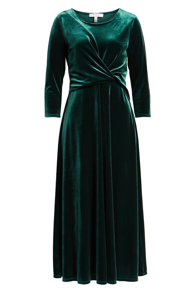 Velvet Midi Dress, Alternate, color, HUNTER