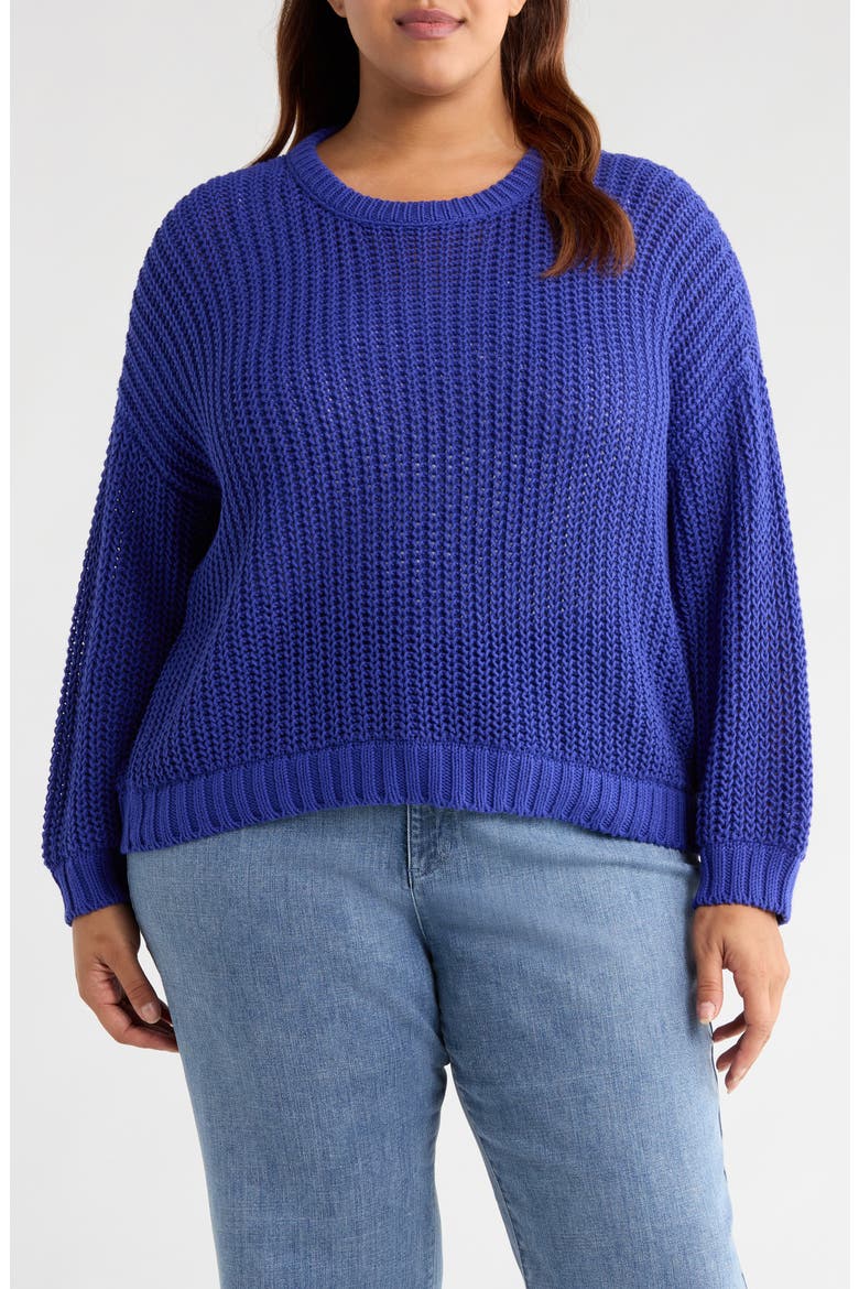 Crewneck Organic Cotton Sweater, Main, color, ROYAL
