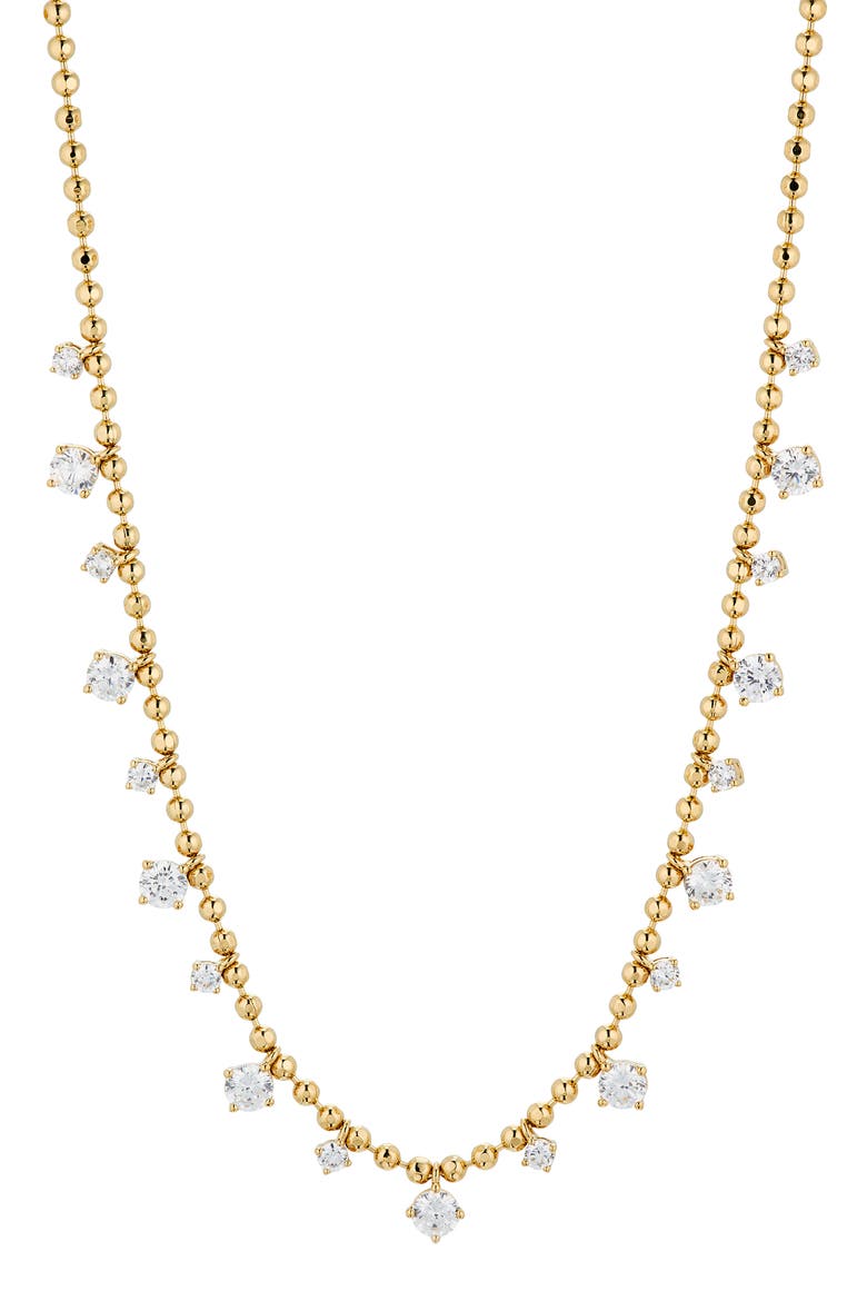 Twilight Cubic Zirconia Shaky Ball Chain Necklace, Main, color, GOLD