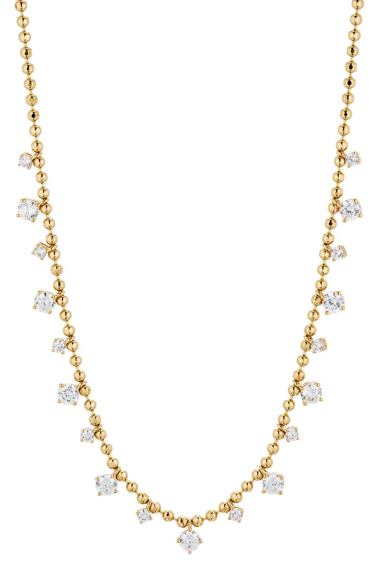 Nadri Twilight Cubic Zirconia Shaky Ball Chain Necklace, Main, color, Gold