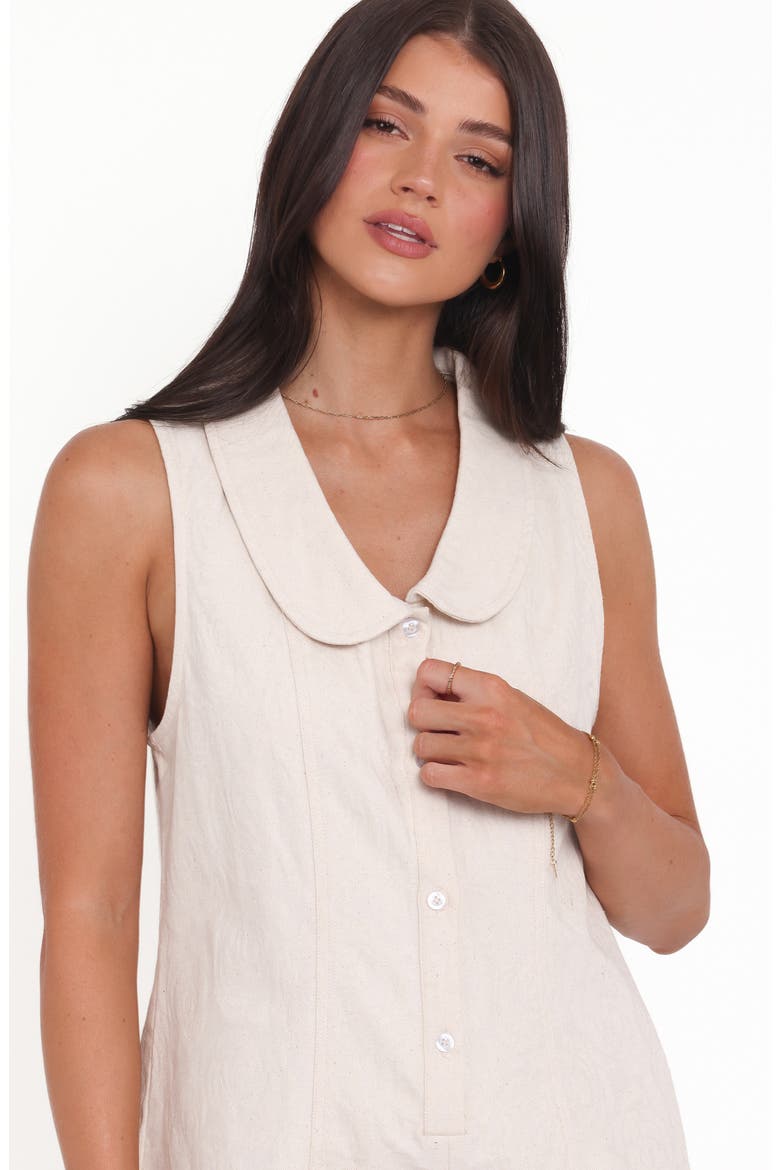 Lavina Collared Cotton Blend Romper, Alternate, color, CREAM