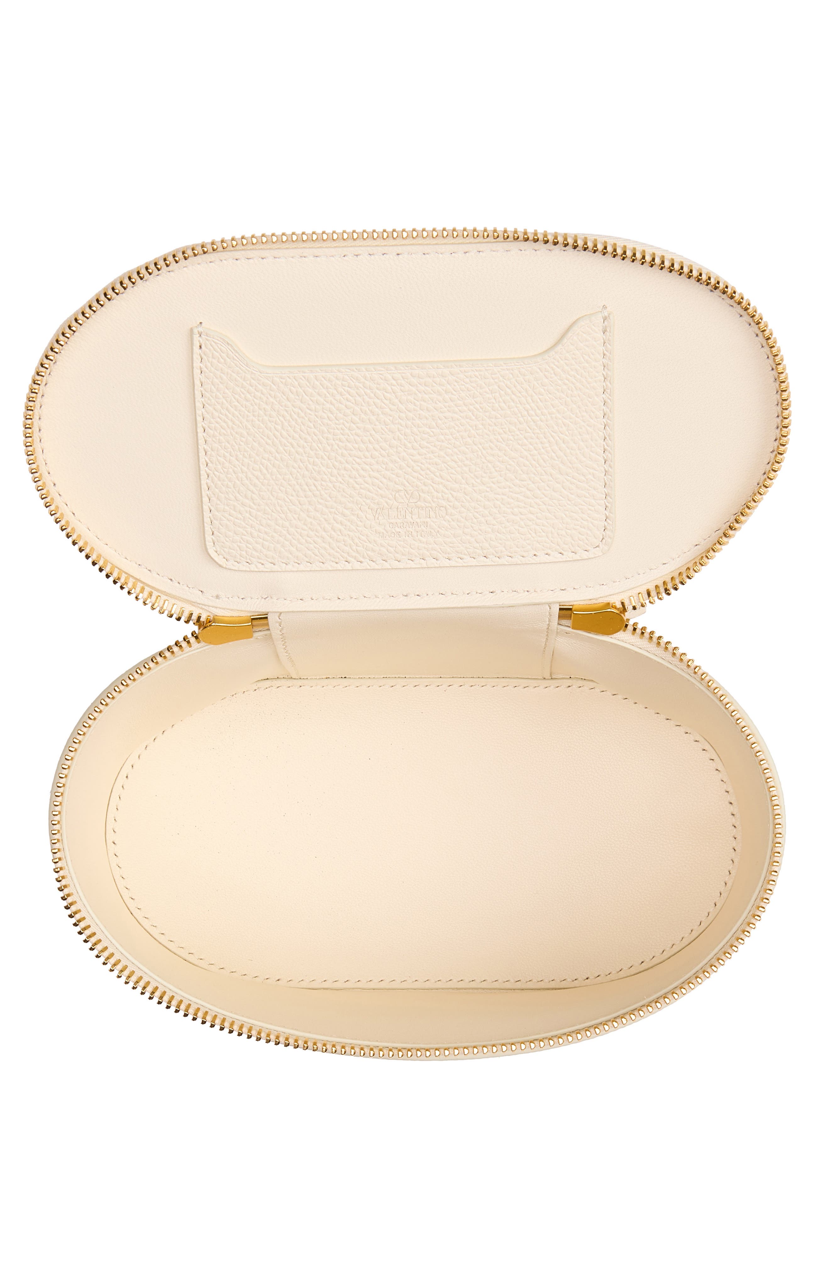 VLOGO Signature Leather Vanity Case, Alternate, color, LIGHT IVORY
