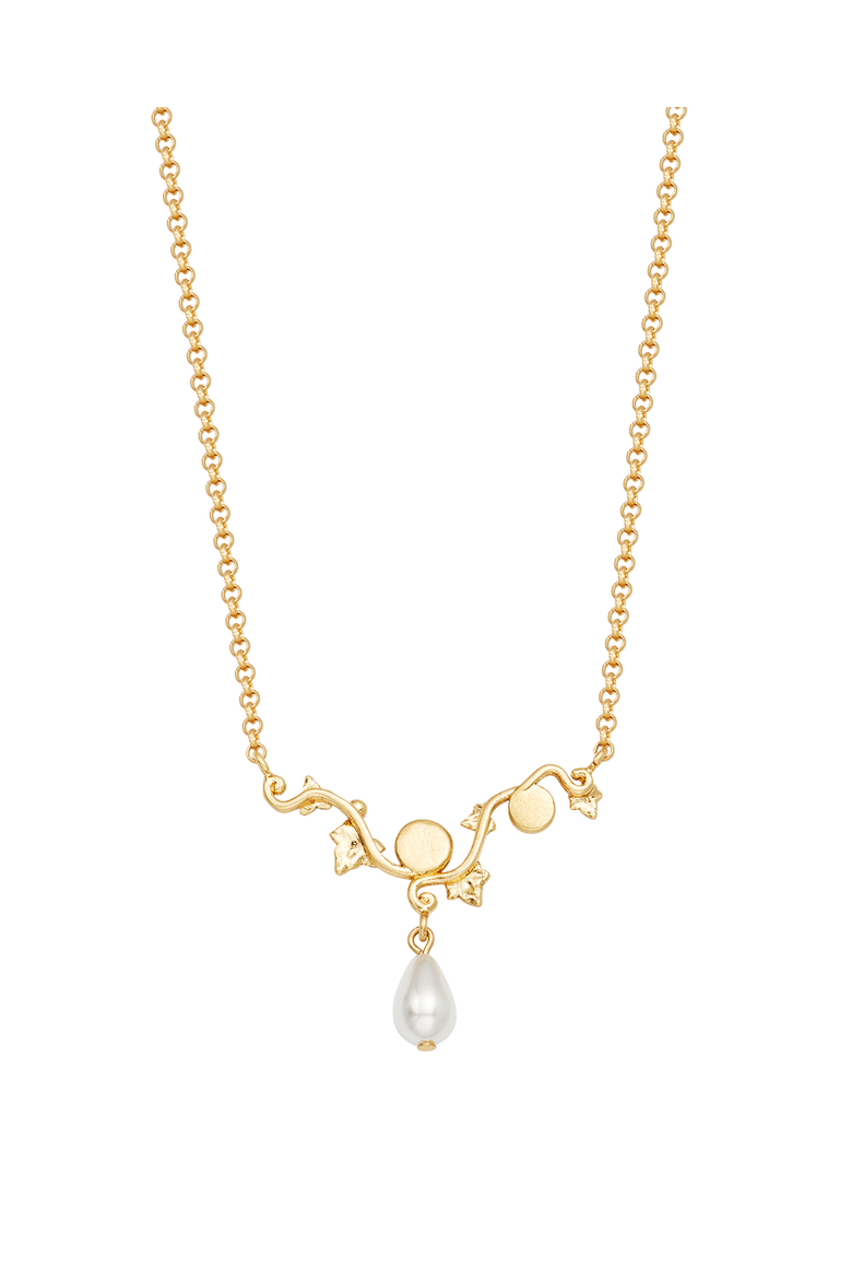 Ivy & Pearl Necklace, Alternate, color, Gold