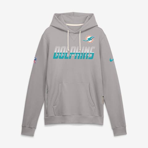 Men's Nike Gray Miami Dolphins Sideline Standard Issue Top Prospect Dri-FIT Hoodie