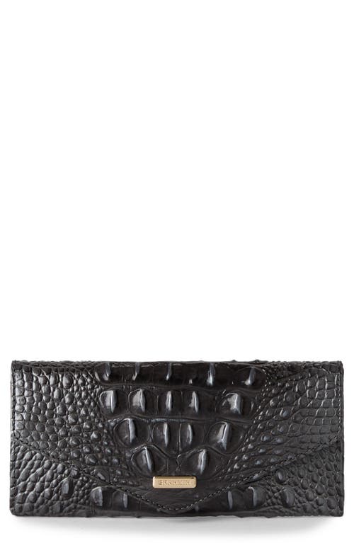 Brahmin Veronica Croc Embossed Leather Wallet In Black