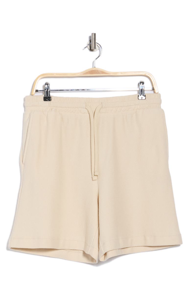 DENIM AND FLOWER Textured Cotton Pull-On Shorts, Alternate, color, Sand