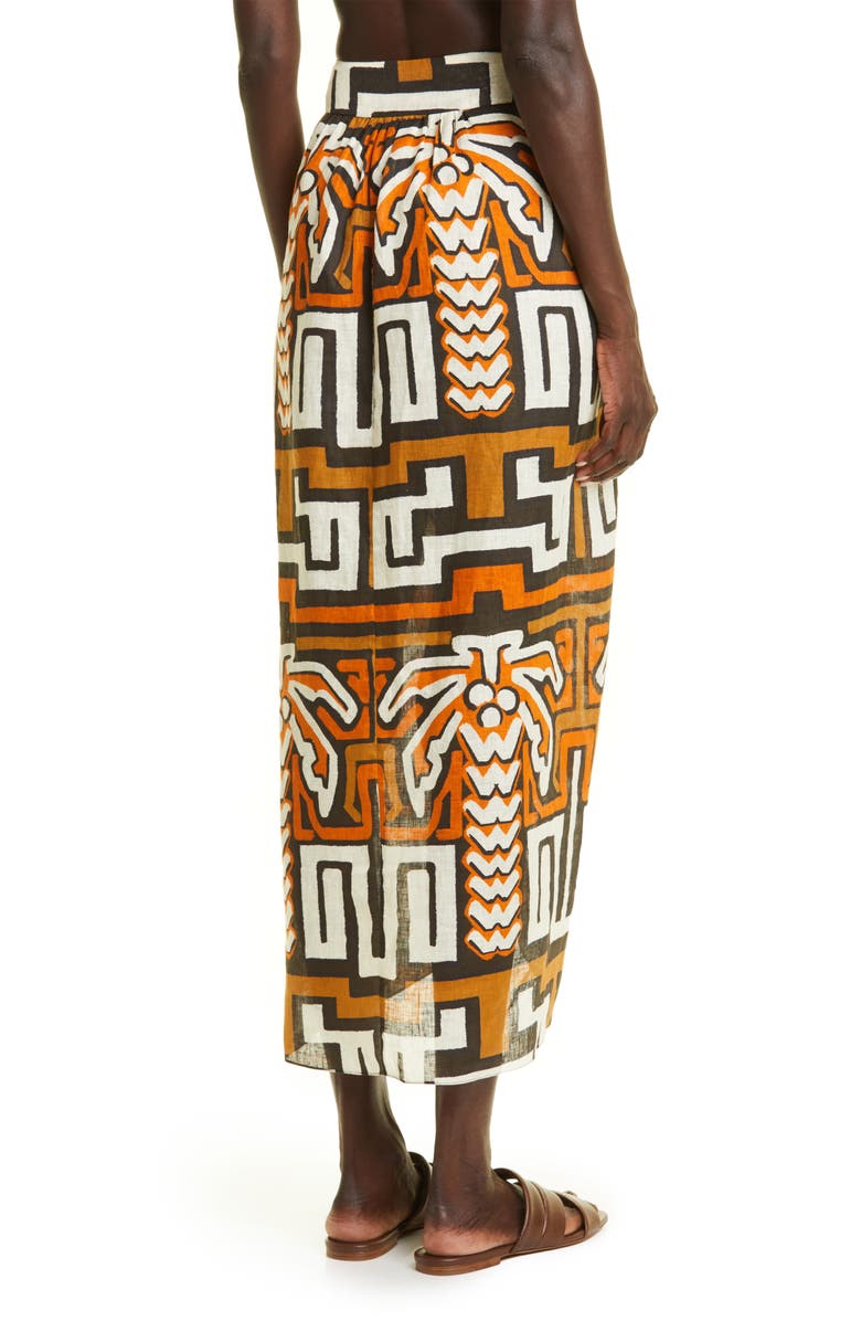 Johanna Ortiz Sea of Sand Tropical Print Linen Wrap Skirt, Alternate, color, 