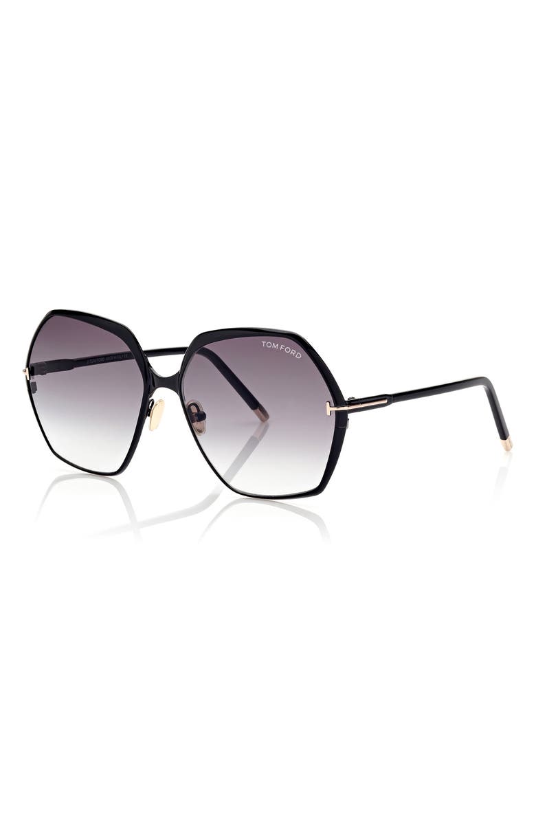 TOM FORD 60mm Polarized Round Sunglasses, Alternate, color, 