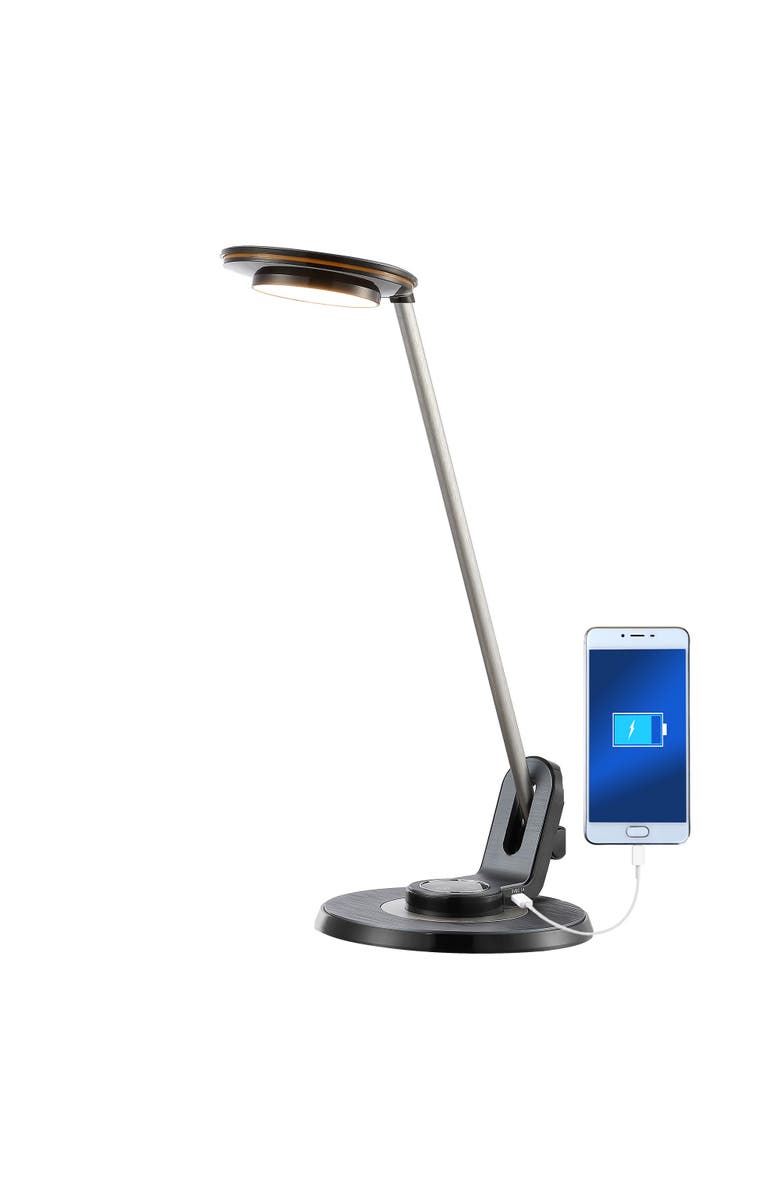 JONATHAN Y Dixon 18.5" Aluminum Contemporary Minimalist Adjustable Dimmable USB Charging LED Task Lamp, Main, color,