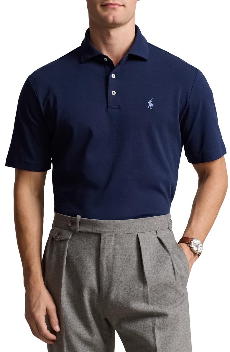 Polo Ralph Lauren Classic Fit Solid Blue Cotton Polo, Main, color,