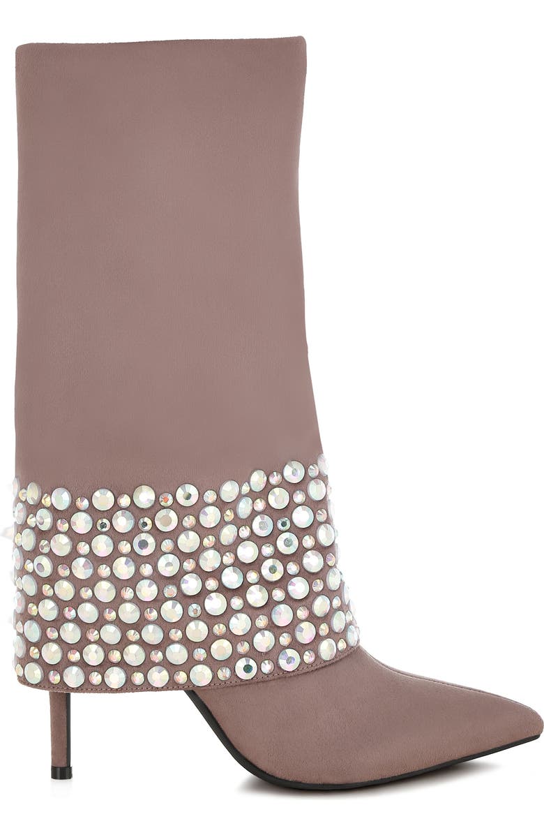 LONDON RAG Basso Rhinestone Foldover Boot, Alternate, color, Taupe