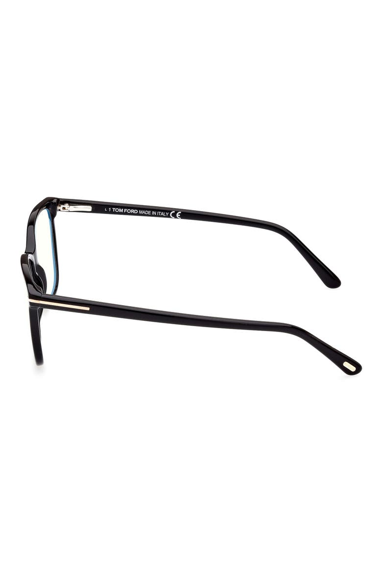 54mm Square Blue Light Blocking Glasses, Alternate, color, SHINY BLACK