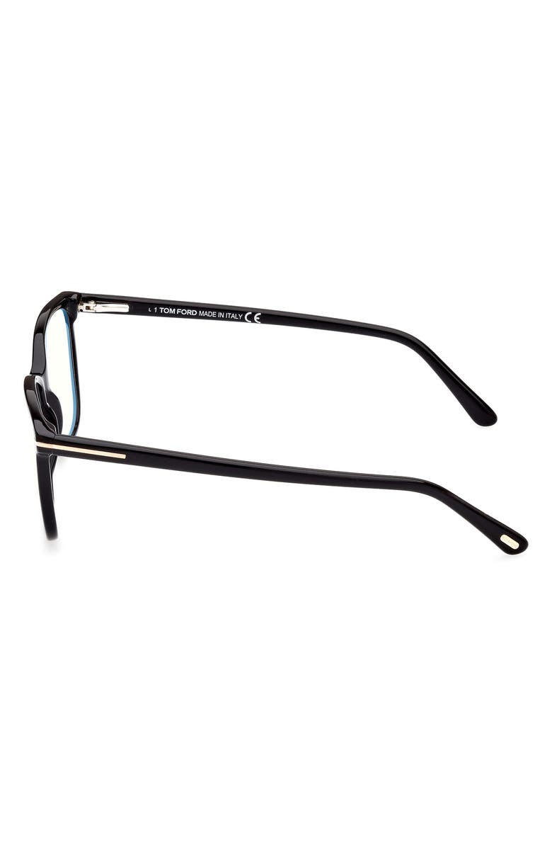TOM FORD 54mm Square Blue Light Blocking Glasses, Alternate, color, Shiny Black