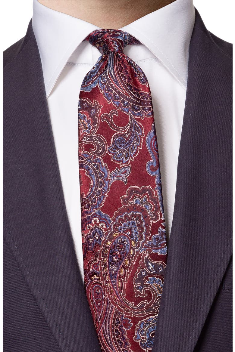 Silk Paisley Tie, Alternate, color, PINK/RED