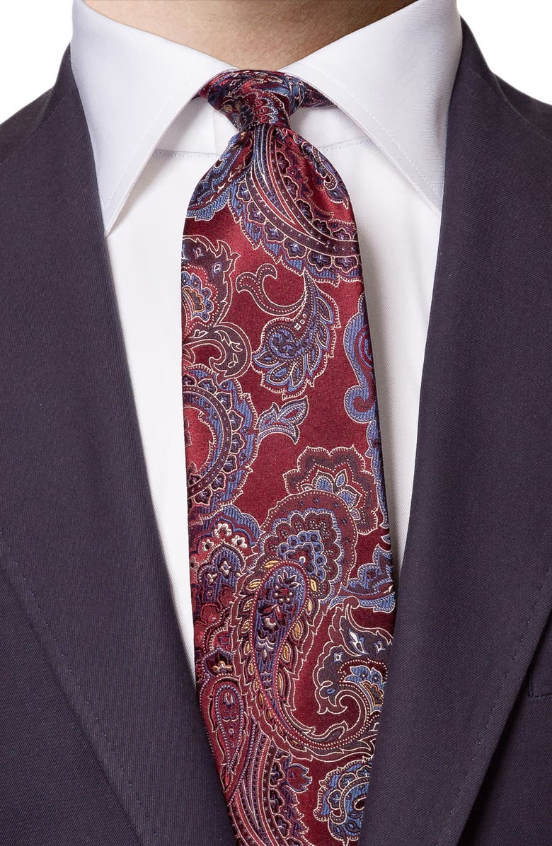 Eton Silk Paisley Tie, Alternate, color, Pink/Red