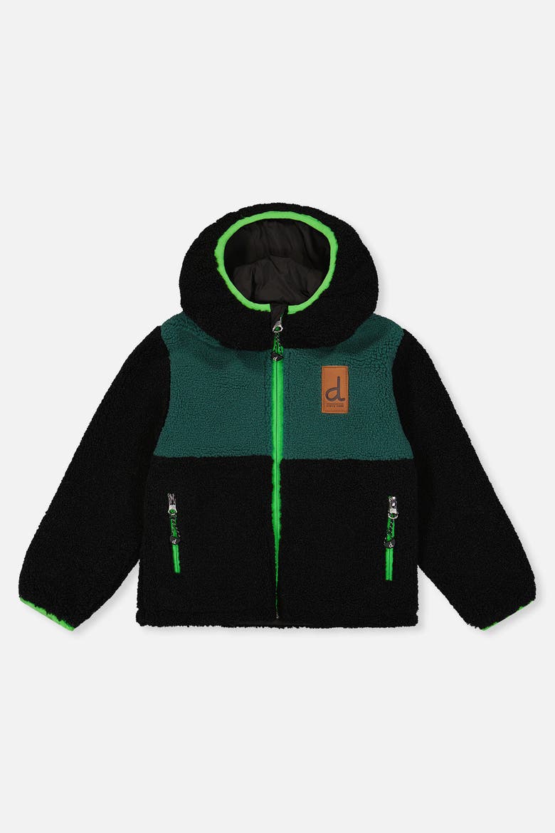 Reversible Fleece Coated Fabric Mid-Season Jacket, Alternate, color, Black