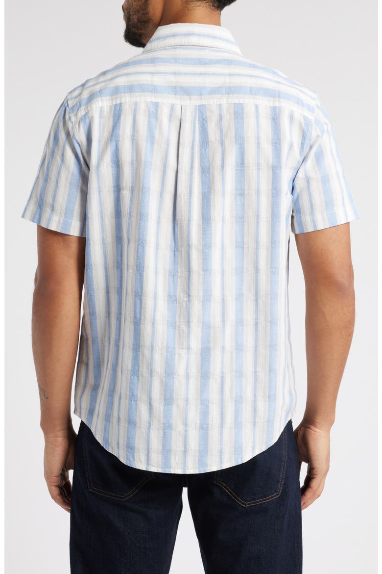 Aiden Stripe Short Sleeve Button-Up Shirt, Alternate, color, BLUE/TAUPE STRIPE