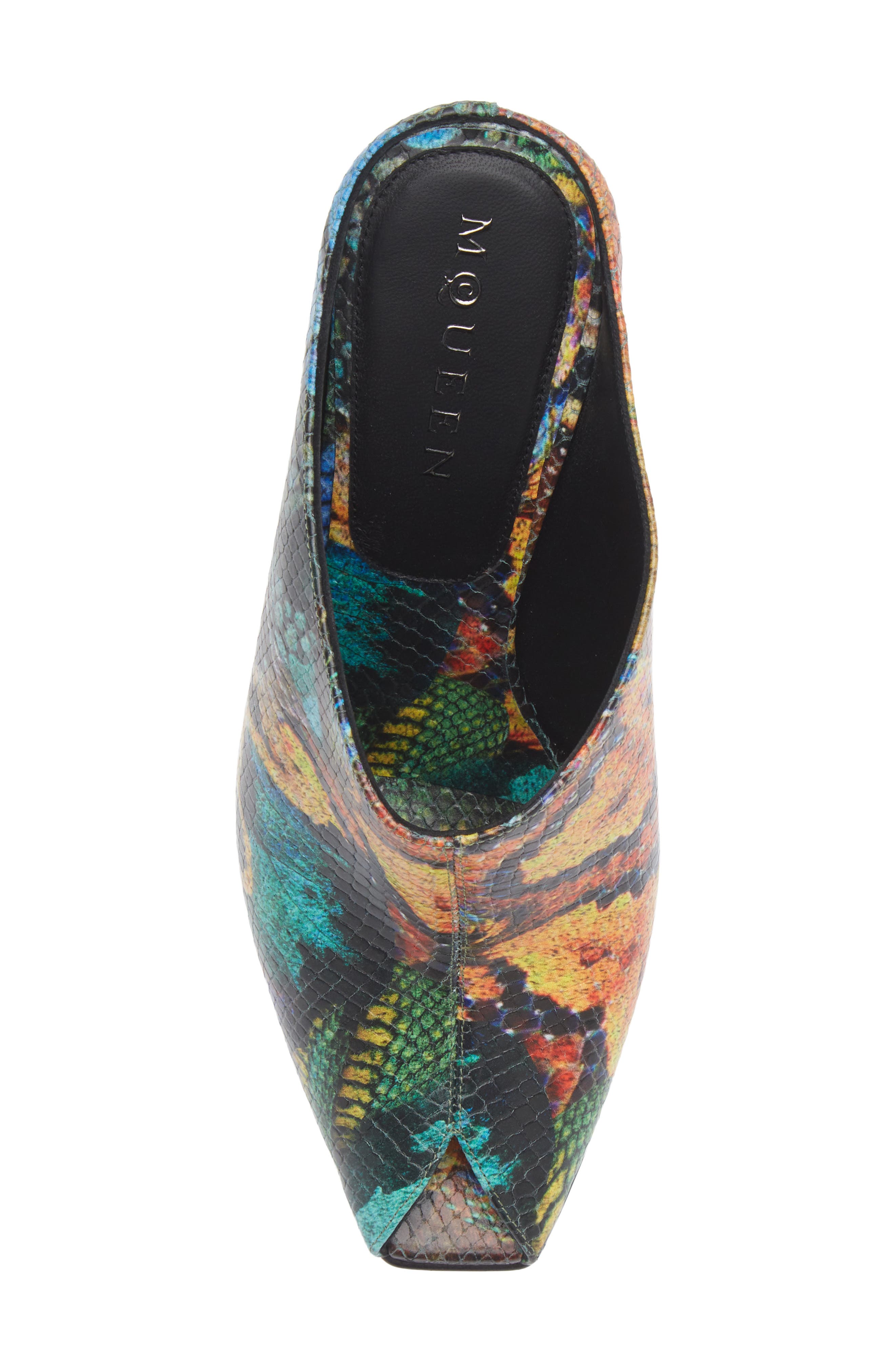 Horn Shaped Heel Peep Toe Mule, Alternate, color, SUN
