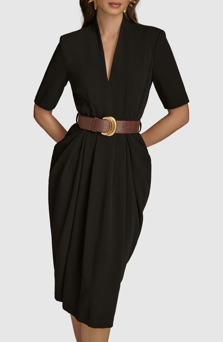 Donna Karan New York Belted Sheath Dress, Alternate, color, Black