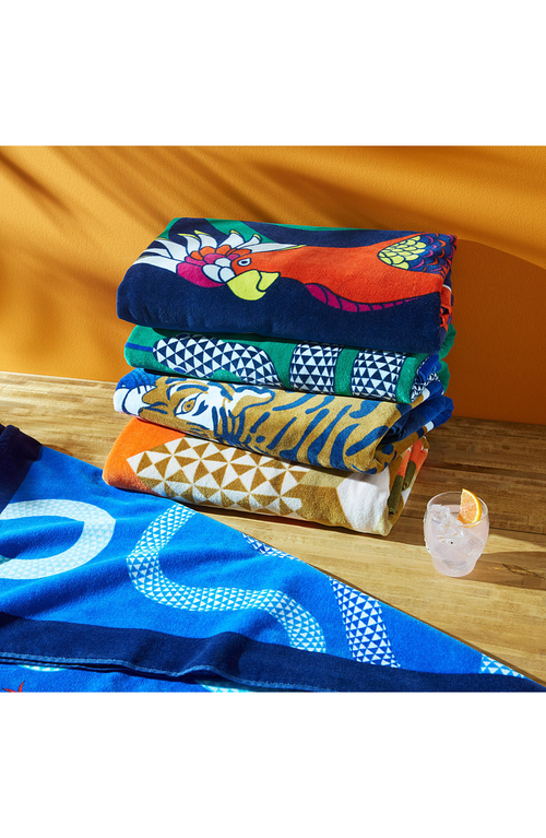 Jonathan Adler Eden Beach Towel In Serpent Chic Blue