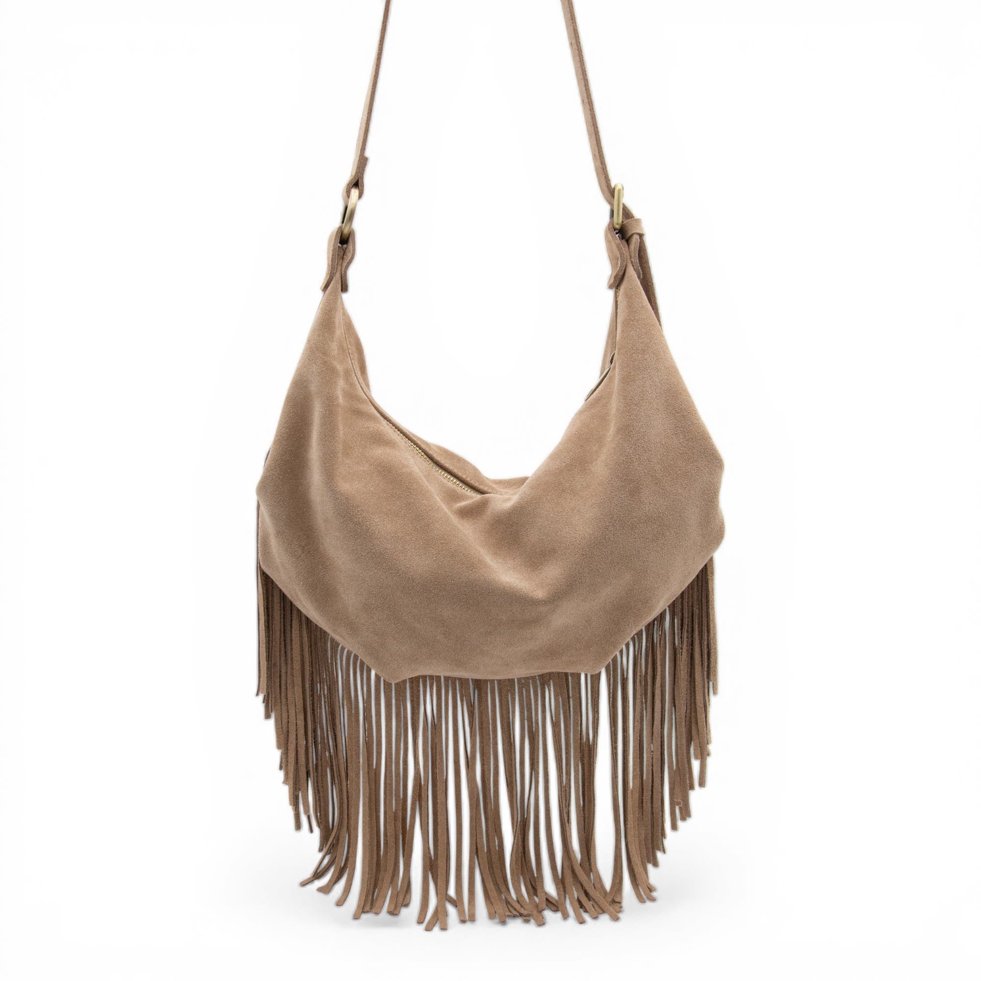 Bolsa Nova Dallas Suede Fringe Hobo, Main, color, Black