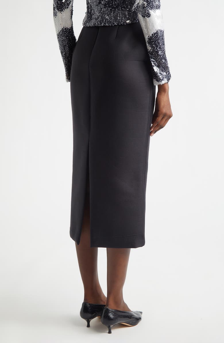 Brandon Maxwell The Mercer Bonded Virgin Wool & Silk Pencil Skirt, Alternate, color, Black