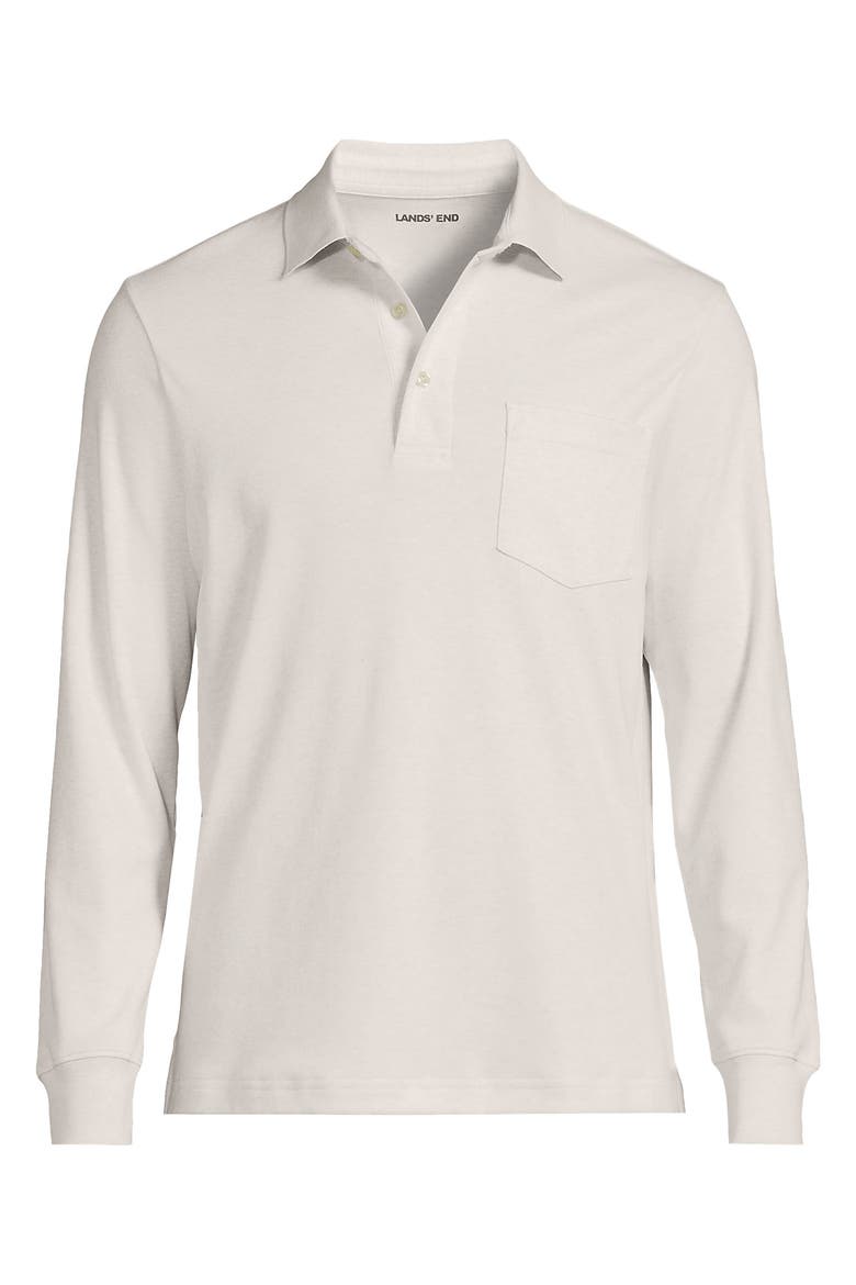 Long Sleeve Cotton Supima Polo Shirt with Pocket, Alternate, color, Soft Canvas Heather