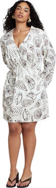 ELOQUII Printed Linen Mini Dress