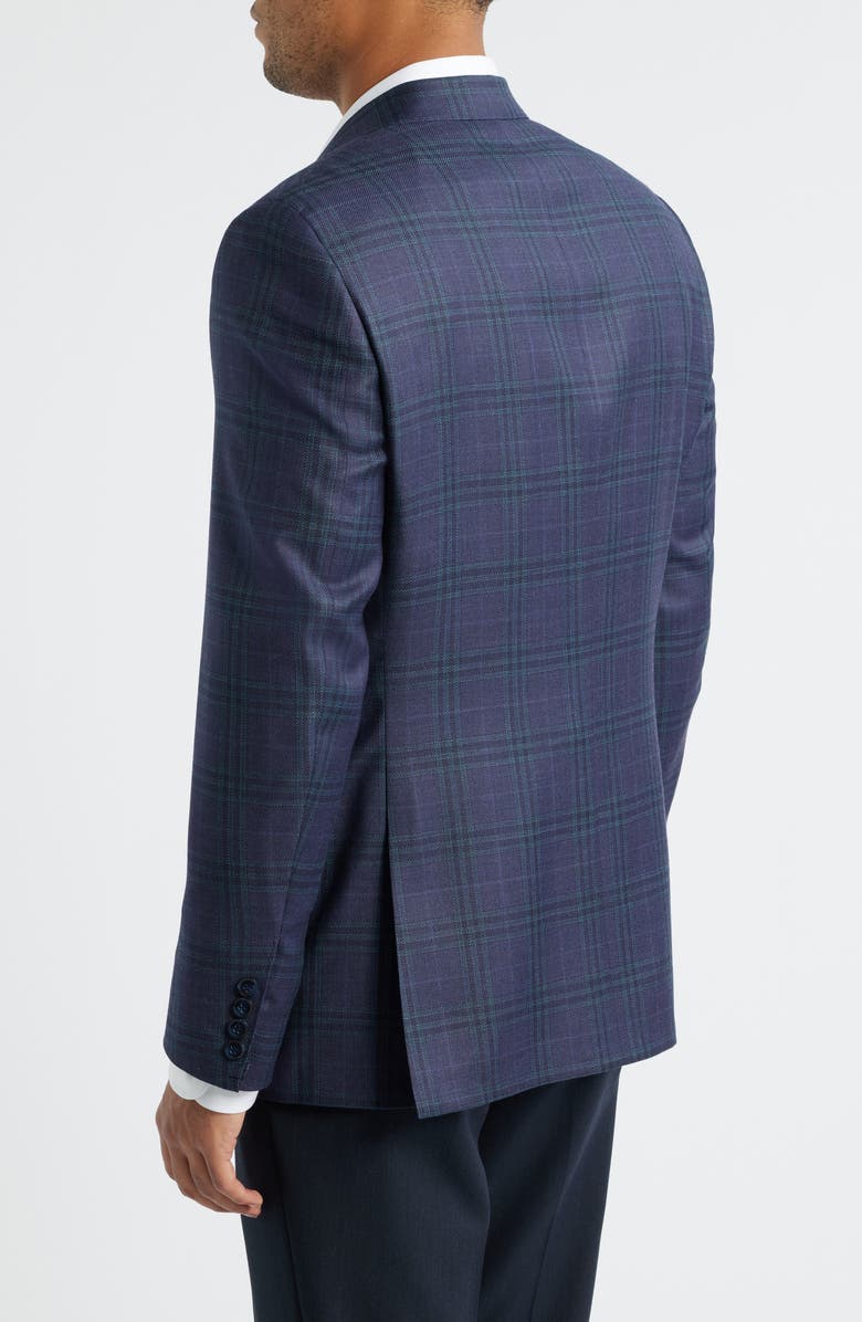 Heritage Gold Milano Contemporary Fit Purple Plaid Super 130s Wool Sport Coat, Alternate, color, Purple