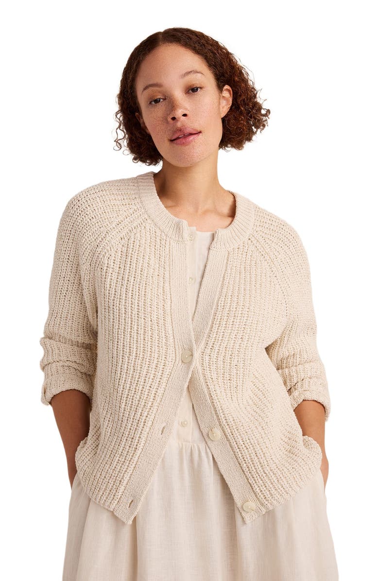 Haven Well Within Cotton Tape Yarn V-Neck Cardigan, Main, color, Muslin