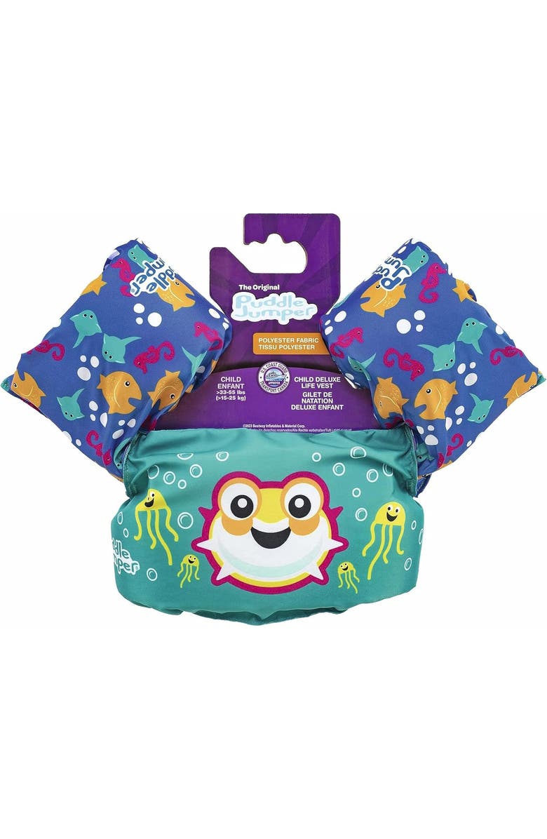 Puddle Jumper Child Deluxe Life Vest Blowfish, Alternate, color, Multicolored